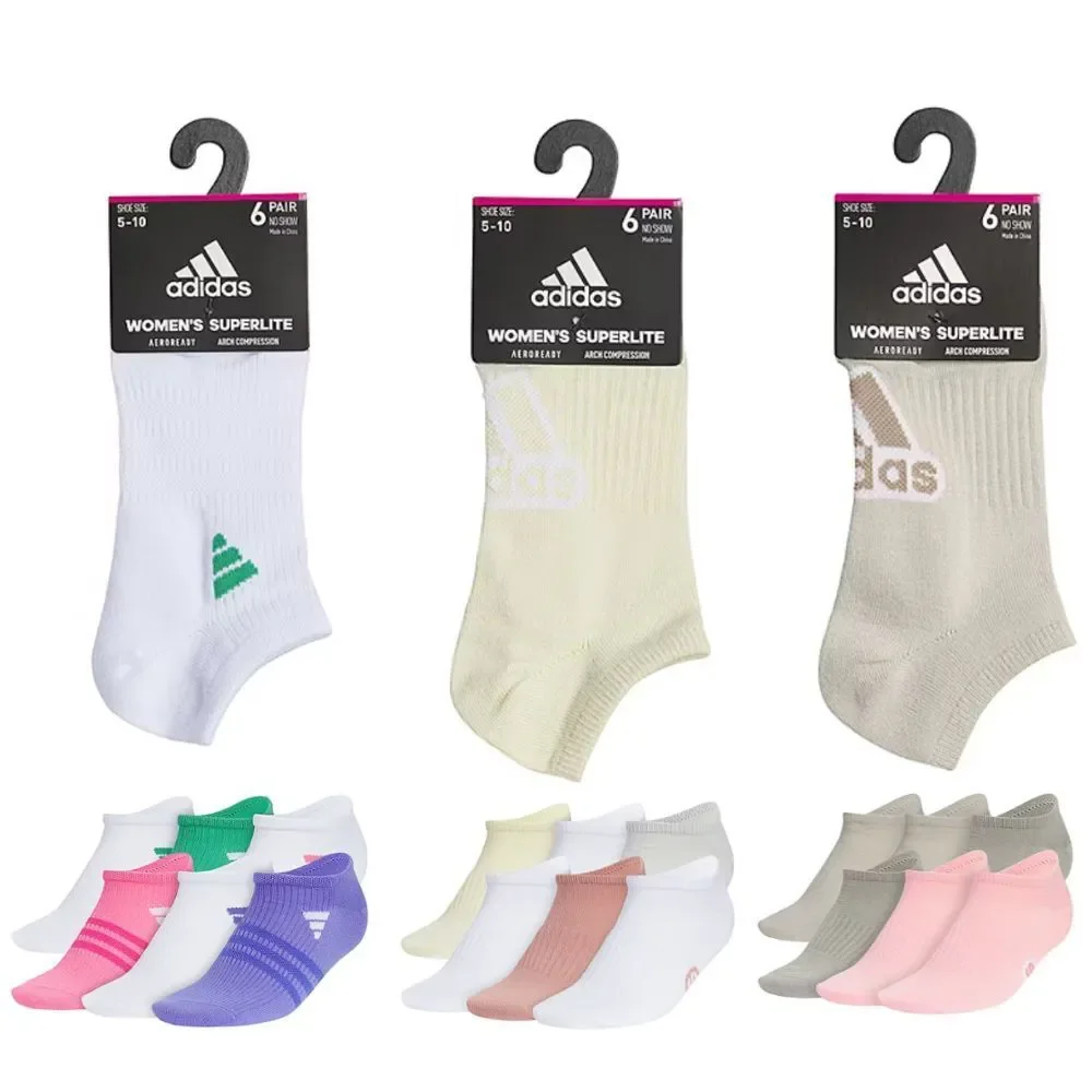 Adidas Superlite No Show Socks, Women's 18 Pair  Size 5-10,  new multi-color